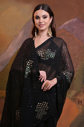 Black Soft Georgette Saree